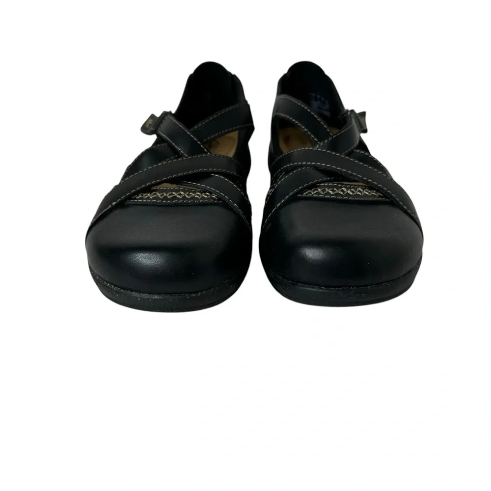 Clarks Roseville Step Mary Jane Flat Black Leather‎ 7